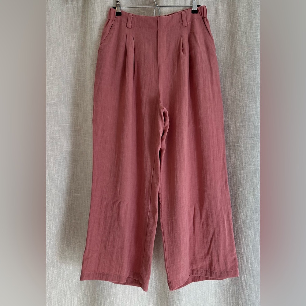 HALARA Women’s Rosette Wide Leg Flowy Palazzo Casual Linen-Feel Pants